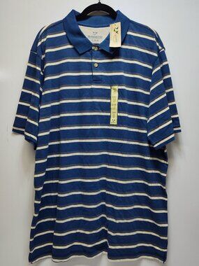 Outdoor Life Men Size XL Striped Cotton Short Sleeve Classic Casual Polo Top